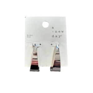 A New Day Silver Band Hoop Earrings